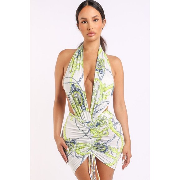 Boutique Dresses & Skirts - Super Sexy Backless Halter Bodysuit And Matching Skirt 2 Piece Set Party Club
